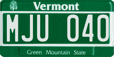 VT license plate MJU040