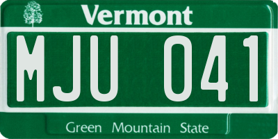 VT license plate MJU041