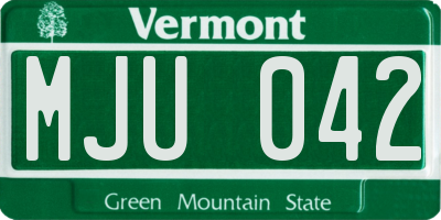 VT license plate MJU042