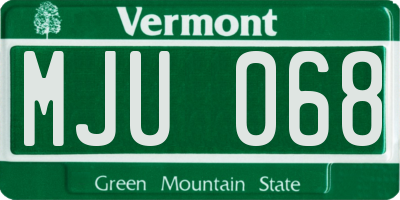 VT license plate MJU068