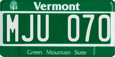 VT license plate MJU070