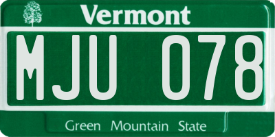 VT license plate MJU078