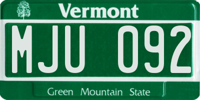 VT license plate MJU092