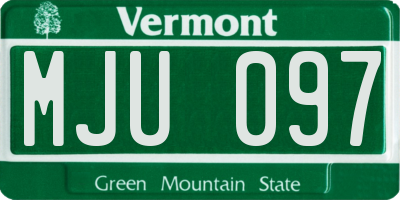 VT license plate MJU097