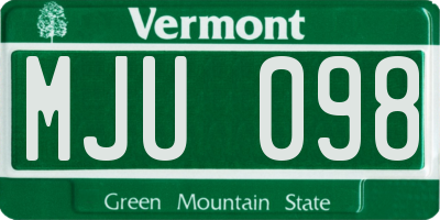 VT license plate MJU098