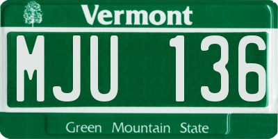 VT license plate MJU136