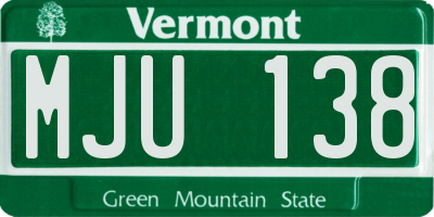 VT license plate MJU138