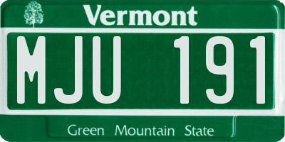 VT license plate MJU191