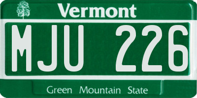 VT license plate MJU226