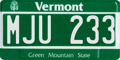 VT license plate MJU233