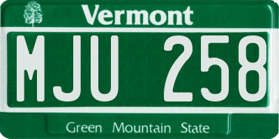 VT license plate MJU258