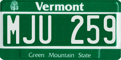 VT license plate MJU259