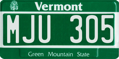 VT license plate MJU305