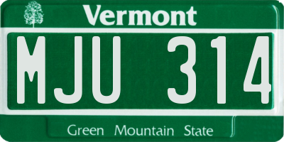 VT license plate MJU314