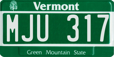 VT license plate MJU317