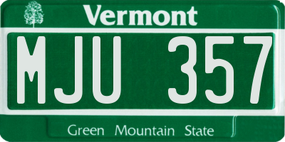 VT license plate MJU357