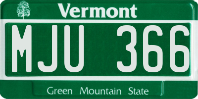 VT license plate MJU366