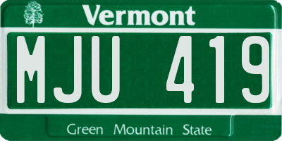 VT license plate MJU419