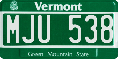 VT license plate MJU538
