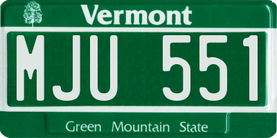VT license plate MJU551