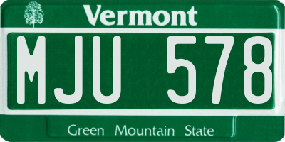 VT license plate MJU578
