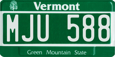 VT license plate MJU588
