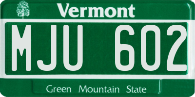 VT license plate MJU602