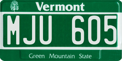 VT license plate MJU605