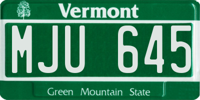 VT license plate MJU645