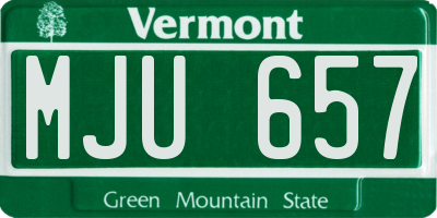 VT license plate MJU657