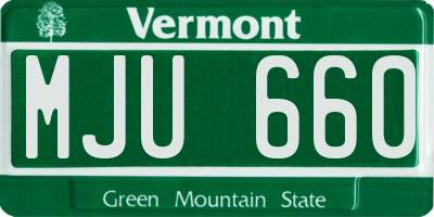 VT license plate MJU660