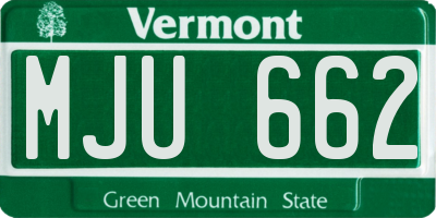 VT license plate MJU662