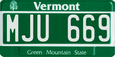 VT license plate MJU669