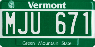 VT license plate MJU671