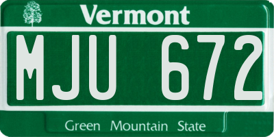 VT license plate MJU672