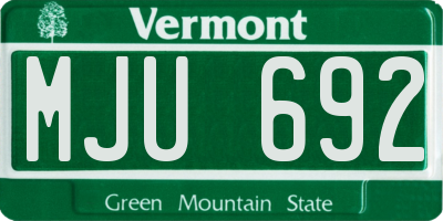 VT license plate MJU692