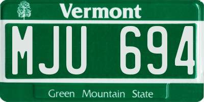 VT license plate MJU694