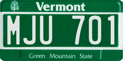 VT license plate MJU701