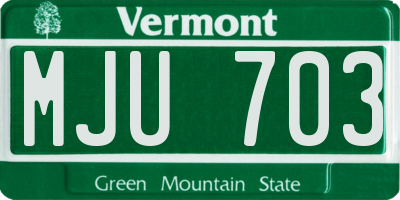 VT license plate MJU703