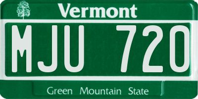 VT license plate MJU720