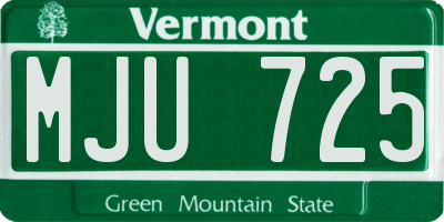 VT license plate MJU725