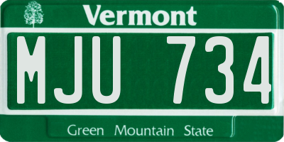 VT license plate MJU734