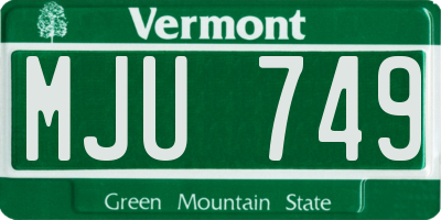 VT license plate MJU749