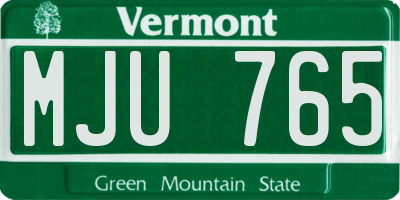 VT license plate MJU765