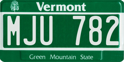 VT license plate MJU782