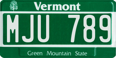 VT license plate MJU789