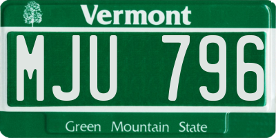 VT license plate MJU796