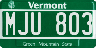 VT license plate MJU803