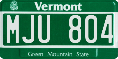 VT license plate MJU804