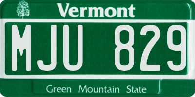 VT license plate MJU829